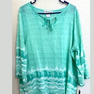 Women Blouse Top Green  -Size Large